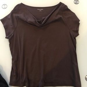 Brown cowl neck shirt